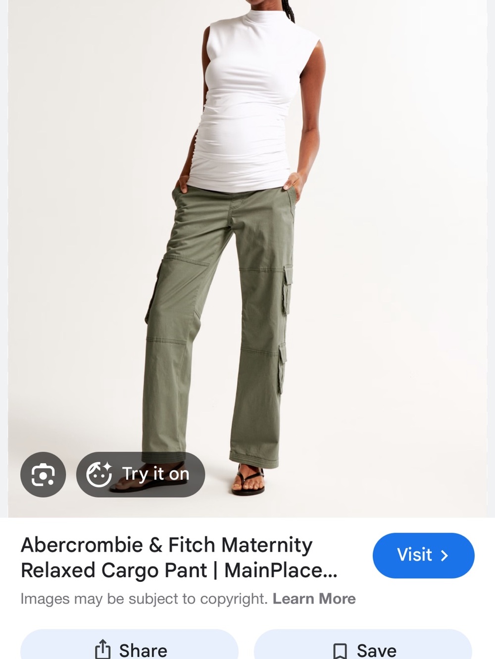 Abercrombie & Fitch Olive Green Maternity Cargo Pants